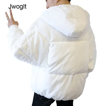 

Autumn Winter New Jacket Korean Fashion Trend Casual Thick Warm Hooded Coats Zipper White Black Gray Parka 4XL 5XL