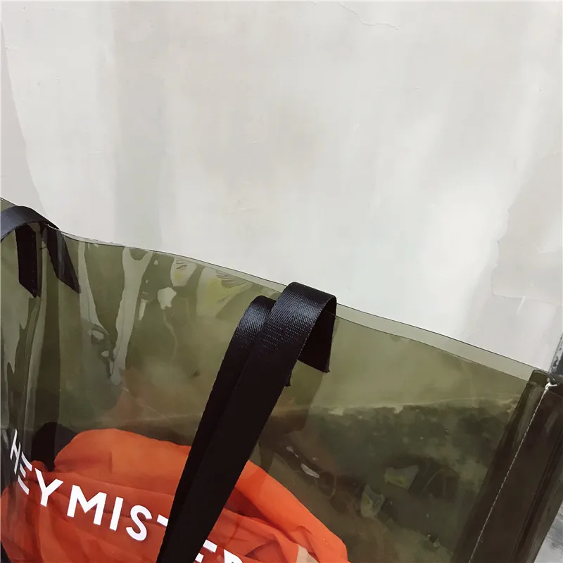 2021 Transparent PVC Handbag beach Shoulder bag Women New Trend Tote Hot Sale Jelly Color Plastic Clear Bag Large capacity