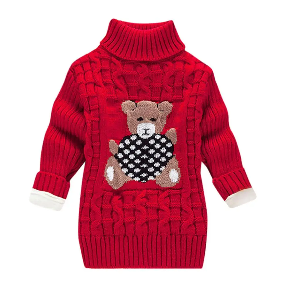 Sweater Red Свитер; коллекция года; сезон осень-зима; детские вязаные пуловеры с высоким воротником для маленьких мальчиков и девочек; теплые плотные свитера с высоким воротником; От 2 до 8 лет свитер - Цвет: Sweater Red