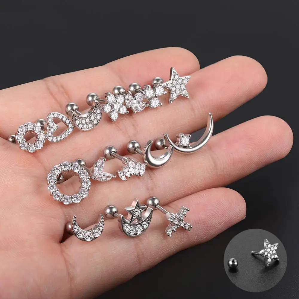 12 Paia Orecchini Cartilagine Flatback 20G In Acciaio 316L Con Placcatura Oro 14K, Zirconi 2/3/4 Mm, Ipoallergenici, A Vite - 3