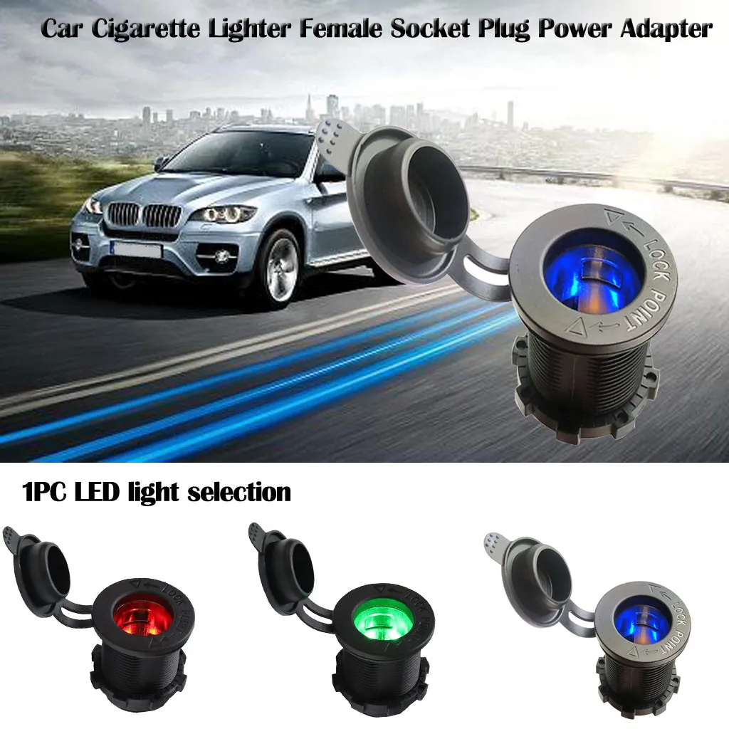

Car Charger Car Cigarette Lighter Female Socket Plug Power Adapter With Waterproof Cover