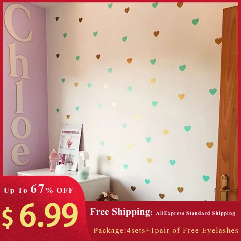 

Multiple Color Combinations for Home DIY 4 Sets Heart Baby Room Decorative Stickers Girl Bedroom Wall Decal Stickers Art Childs