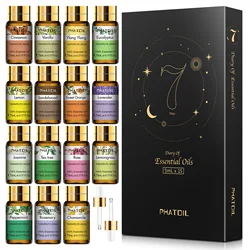 15 - Piece Pure Essential Oil Gift Set - Natural Plant Aromas: Eucalyptus, Vanilla, Mint, Lavender, Rose, Tea Tree - 5ml (15pcs Set)