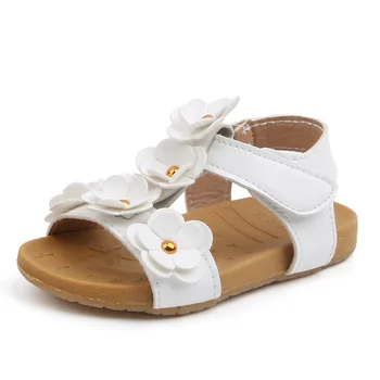 

CUZULLAA 2020 Summer Girls Flower Beach Sandals Baby Toddler Kids Anti-slip Roman Sandals Children Cut-Outs Slippers Shoes