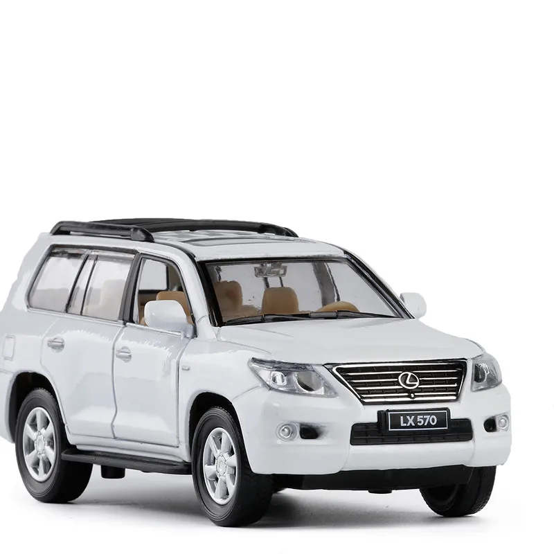 Подарок из бутика 1:32 LX570 роскошная модель из сплава SUV, имитация литого металла 3 двери звук и свет оттягивающаяся назад Модель - Цвет: Белый