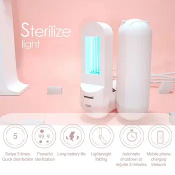 

UV Sterilization And Disinfection Lamp Rechargeable Ultraviolet Disinfection Stick With Mobile Power Supply Sterilization Stick