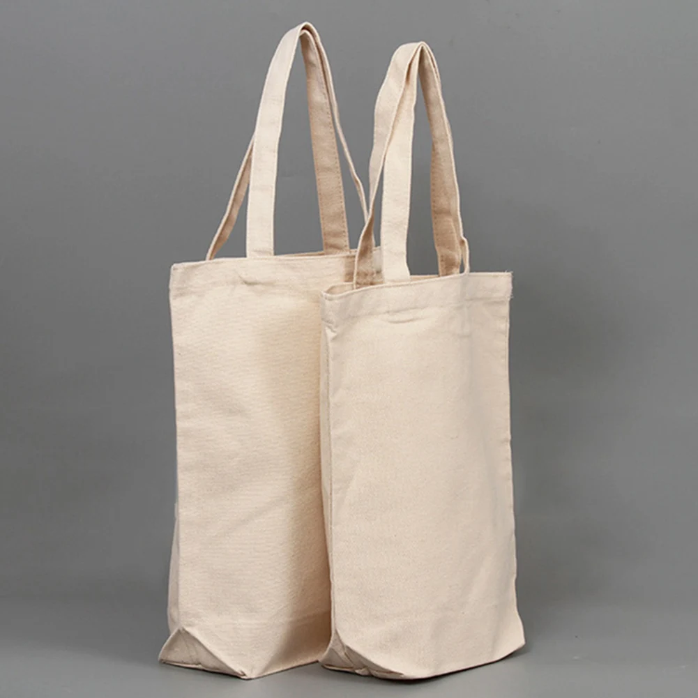 Beige Canvas Shopping Bags Eco Reusable Foldable Shoulder Bag Large Handbag Fabric Cotton Tote Bag For Women Shopping Bags