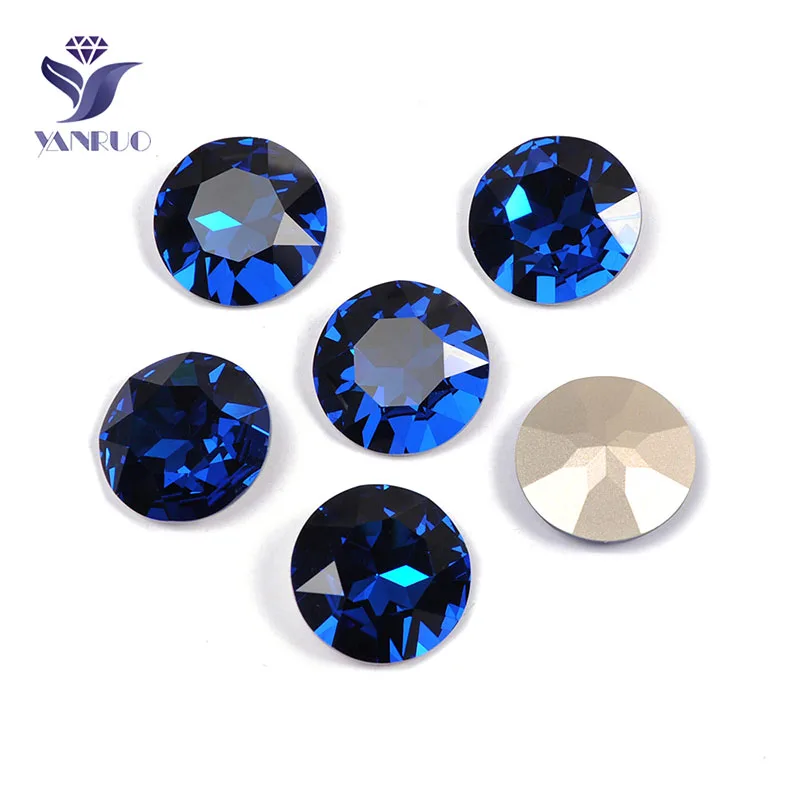 Capri Blue YANRUO 1201 круглые 27 мм пришитые камни стеклянные кристаллы большие стразы Rivoli Pointback DIY Алмазные камни для ювелирных изделий одежды - Цвет: Capri Blue