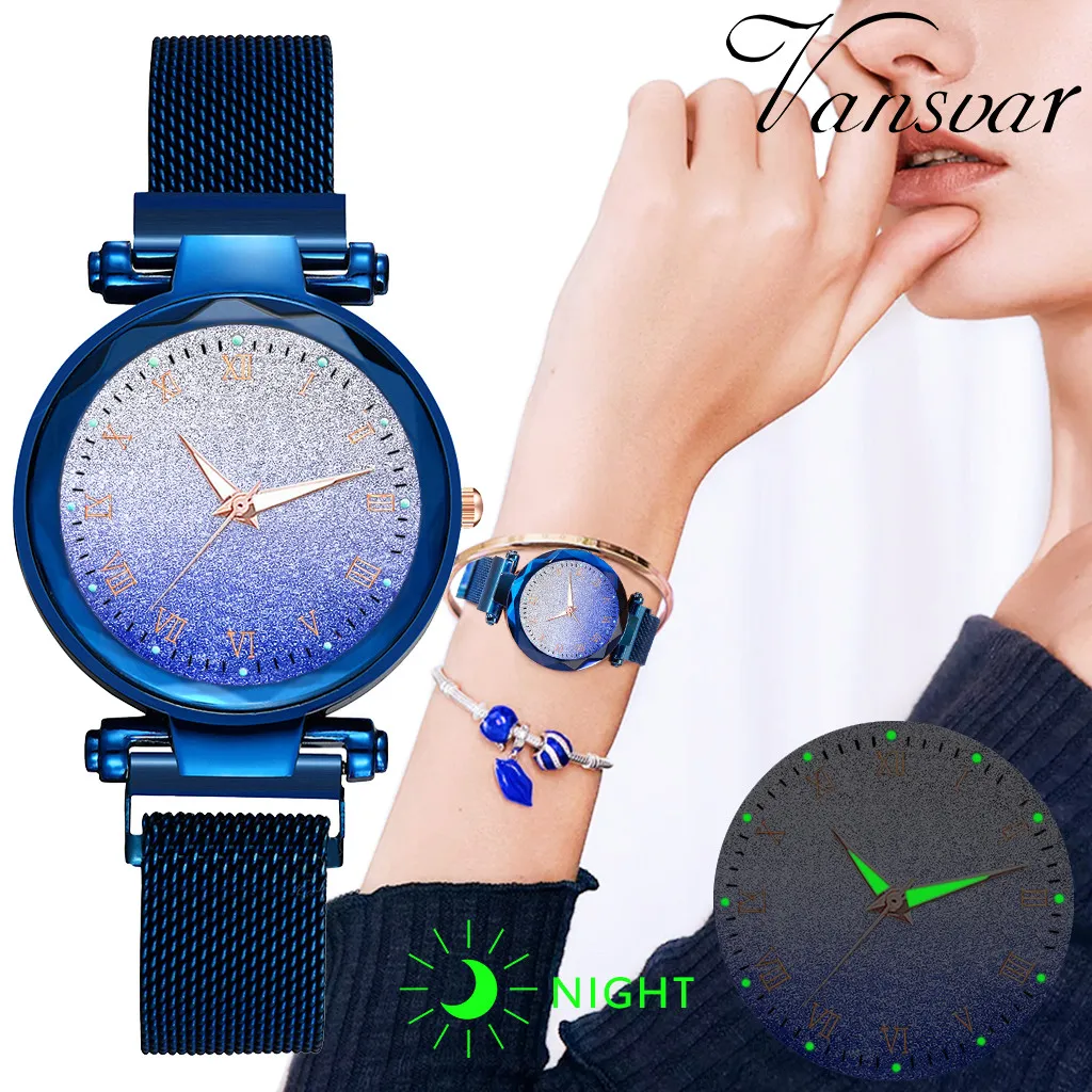 

Women's Watch Luxury Starry Sky Flash Roman Digital Quartz Magnetic Buckle Stainless Steel Netting Sky Luminous Hot Watch 03