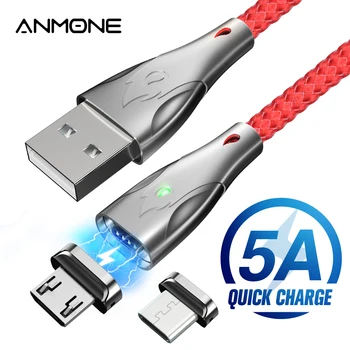 

ANMONE Type C Magnetic Cable Micro USB Magnet Phone Cable Zinc Alloy 5A Fast Charging for Mobile Phone Cord