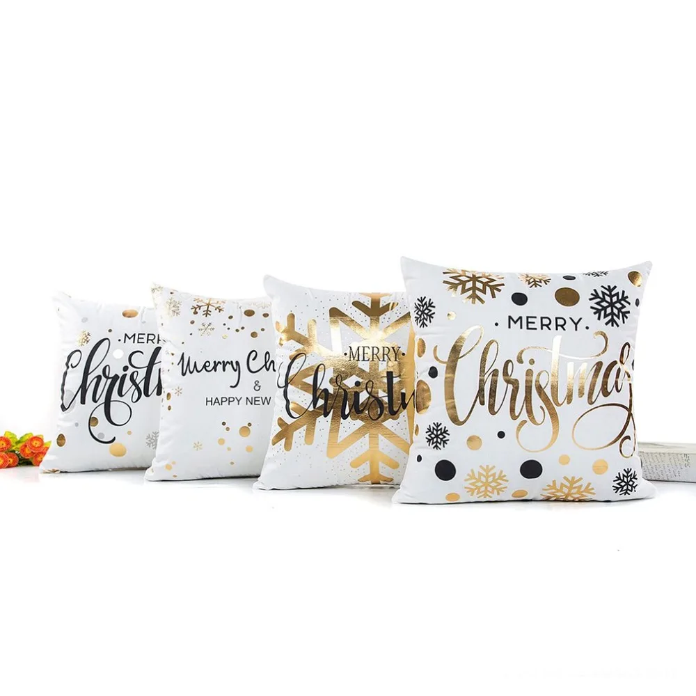 

45*45CM Christmas Series Pillow Cover Luxury Bronzing Printing Office Living Ro'o'm Cushion Pillowcase Home Textile