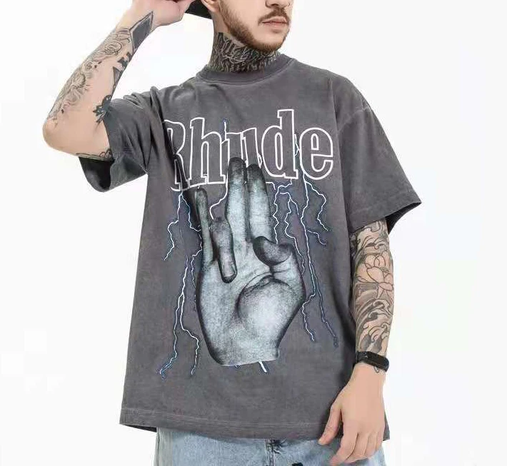 

Men T Shirt Washed Do Old Streetwear T-shirts Summer Style High-Quality Rhude Loose Top Tees teeshirt homme