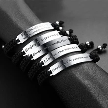 Ручной работы плетеный веревочный браслет регулируемый вдохновляющий Цитата живой в момент более глубокий Гравированный браслет для женщин и мужчин