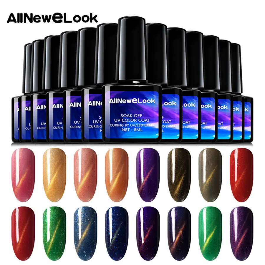 

Allnewelook Cateye Polygel Nail Kit 8ML 3D Magnetic Gel Soak Off Kit Poly Gel Semi Permanent Manicure 48 Colors