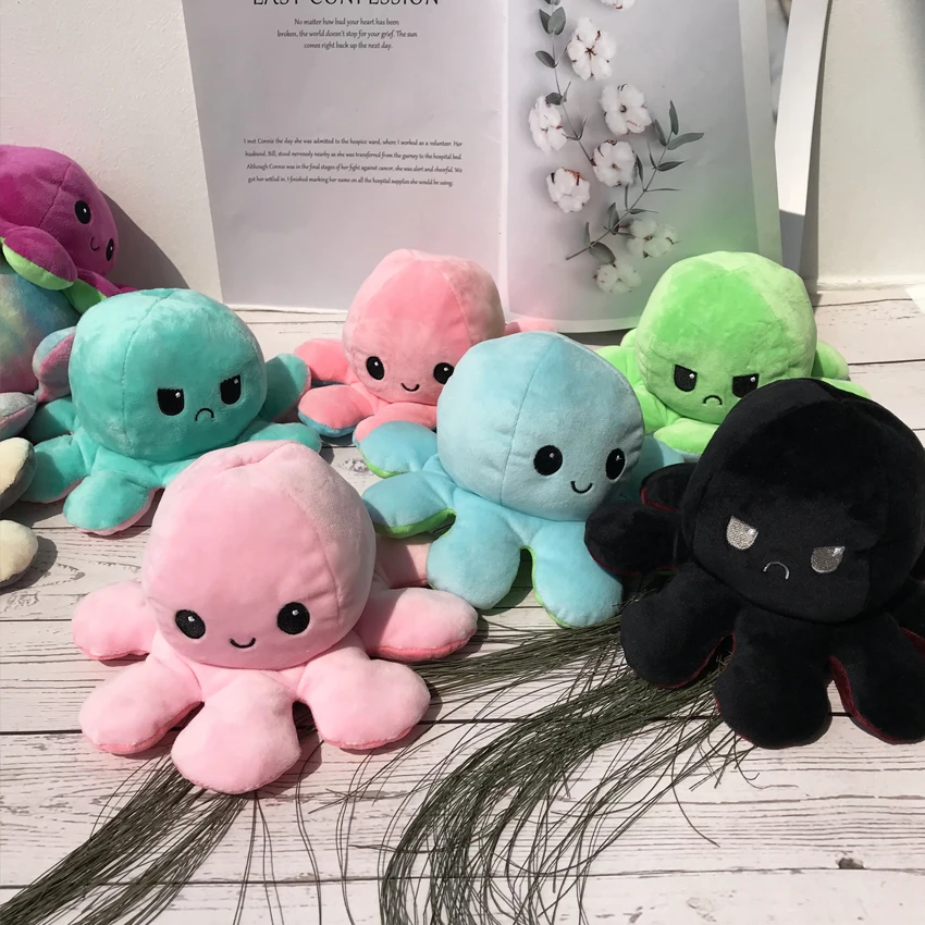 

Reversible Flipped Octopus Doll Reversible Plush Toy Color Chapter Double Sided Expression Marine Animal Plush Toy Plush Doll