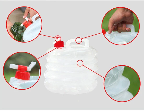 Складной ведра для воды BPA бесплатно Складной PE чайник для воды 10L/20L прозрачная Автомобильная емкость для воды контейнер для кемпинга альпинизма
