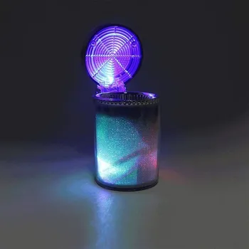 

Portable Car Ashtray Truck Blu-ray Led Multifunction Luminous Cigarette Ashtray Smokeless Stainless Steel