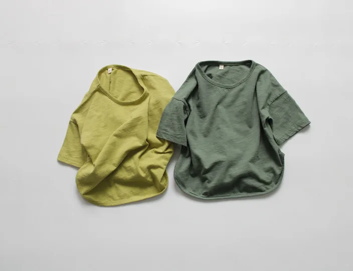 Summer Korean Style Unisex Children Loose T-shirts Pure Color Short-sleeved Tops Toddlers Kids Casual Tees children t shirt