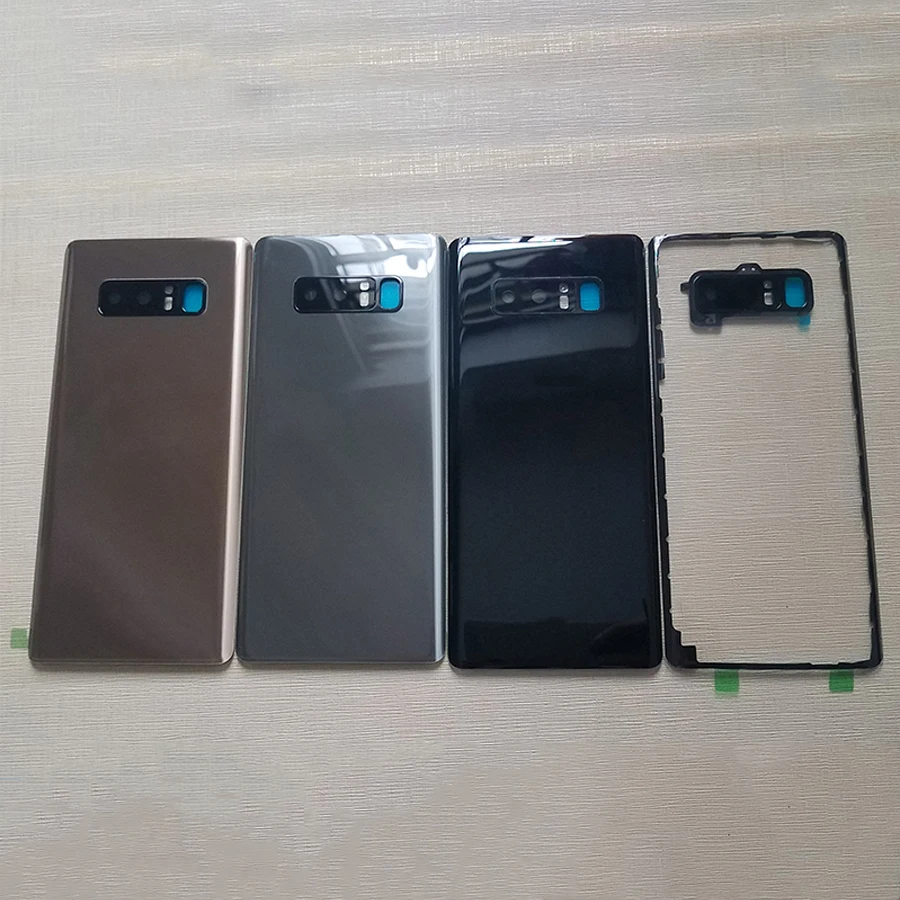 10 шт. задняя крышка аккумулятора чехол для samsung Galaxy Note8 N950 Задняя стеклянная крышка корпуса+ объектив камеры+ отпечаток пальца водонепроницаемый клей