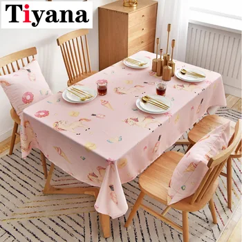 

Pink Cartoon Table Cloth For Kids Room Polyester Fabric Rectangle Tablecloth Dining Table Cover Weeding Decor Mantel Mesa JK334X