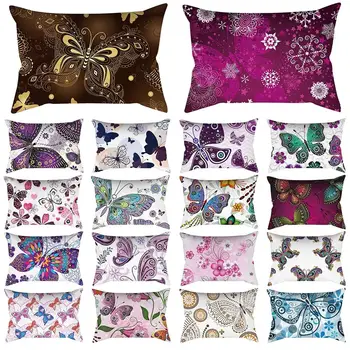 

Hug Pillowcase Beautiful Butterfly Print Pattern Short Plush Cushion Cover Rectangular Hug Pillowcase 30*50cm Home Decoration