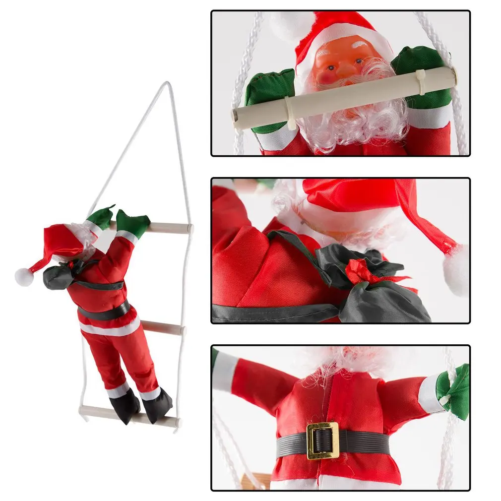Santa Claus Climbing Stairs Christmas Tree Decoration New Year Ornament Giving Gift Hangings Large Size With Stair | Дом и сад