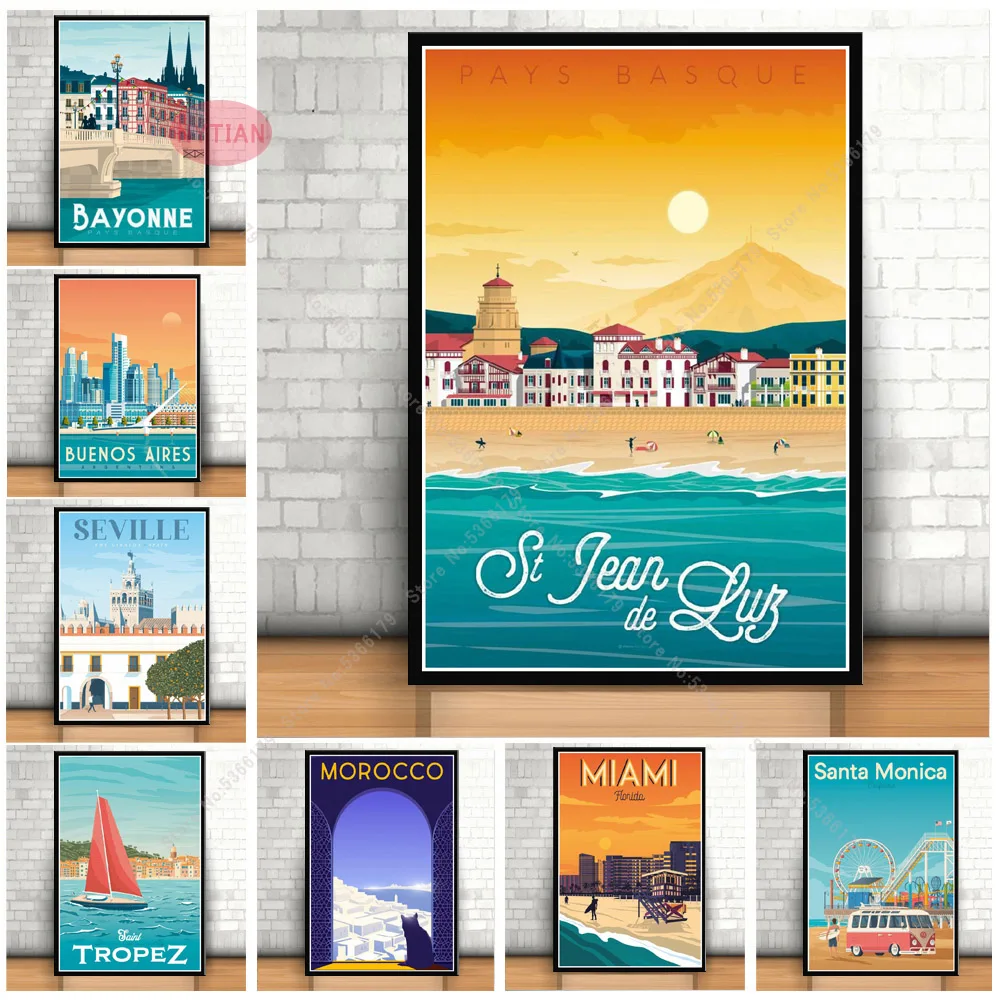NT1360 Hot Saint Jean Bayonne Buenos Travel World City Poster HD Prints Wall Art Picture For Canvas Oil Painting Home Room Decor | Дом и сад