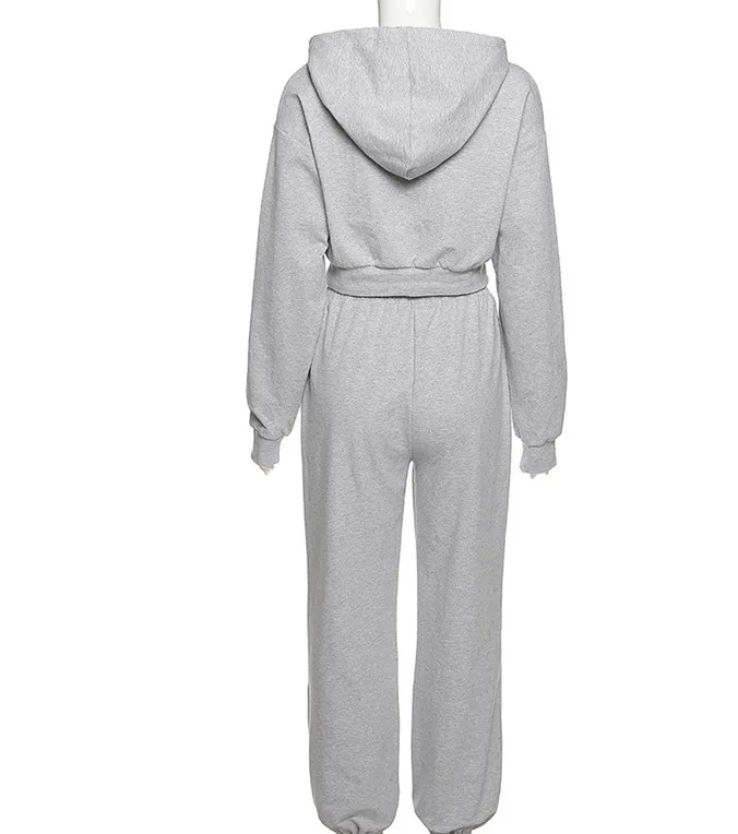 white pant suit set Autumn Winter Women's tracksuit Solid Hoodie Sweatshirt Two Piece Woman Set Crop Top and Pants Sport Jogger Suit Female Clothing dressy pant suits