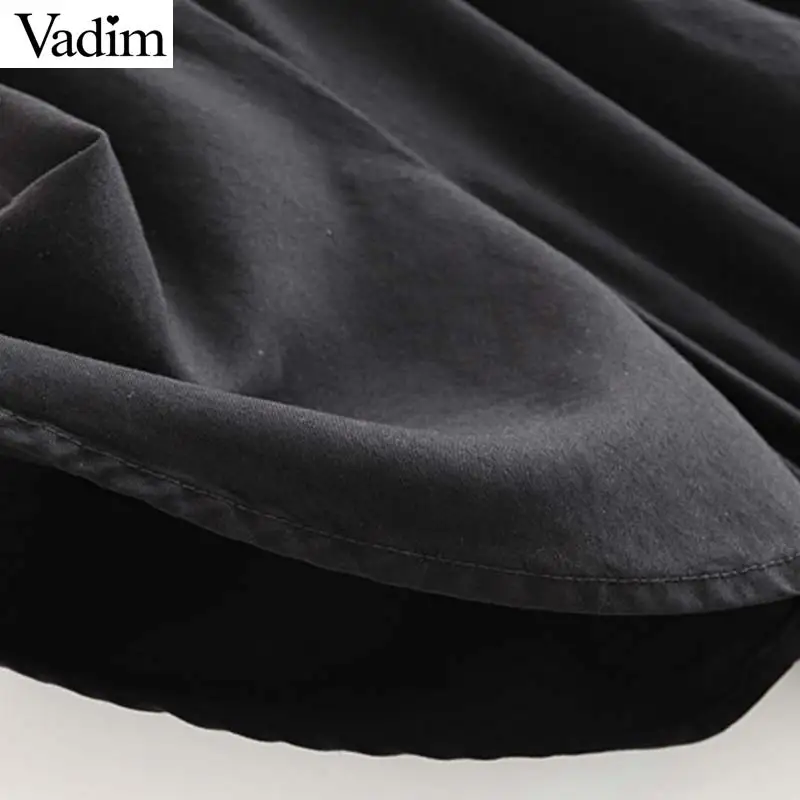 Женское элегантное платье vadim черные сапоги до середины платье, эластичный пояс Женская одежда с коротким рукавом, повседневные платья трапециевидной формы сплошного шик до середины икры vestidos QC575
