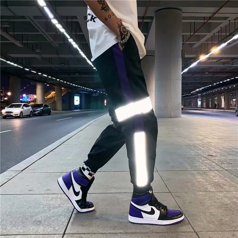 

2019 New Style Teenager fan guang ku Elastic Sports Pants Stripes Pants Students Casual Pants