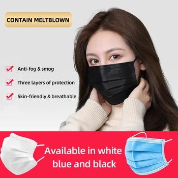 

3 ply Disposable Protective Mask Filtration Non-woven Fabric Anti-Dust Mouth Masks Anti-Fog 50 pcs Face Mask 3 Color Collection