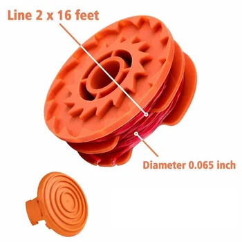 

6pcs String Trimmer Spool Line + 2pcs Cap Covers Pack 16ft Weed Eater Replacement Spools Line For Worx WA0007 WG116 WG119