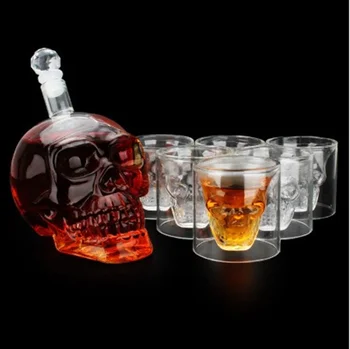 

Skull decanter personality wine bar tools glass set 125-1000ml crystal glass bottle red wine decanter and 75ml wine glass