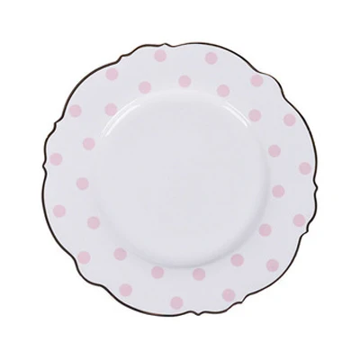 pink dot 10 inch 8/9/10 дюймов форфоровая тарелка для дома в горошек стейк Тарелка десертная тарелка для Торта Пластины Комплекты декоративная тарелка посуда набор посуды - Цвет: pink dot 10 inch