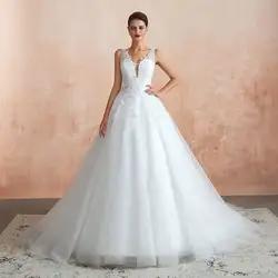 Vestido De Novia сексуальное свадебное платье с открытой спиной элегантное кружевное свадебное платье с v-образным вырезом ТРАПЕЦИЕВИДНОЕ ПЛАТЬЕ