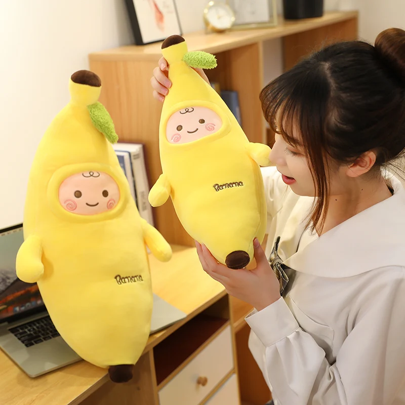 Подушка банан для девушек спавших на кровати с ногами Зажимная кукла длинная