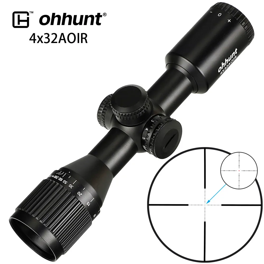 

Scope 4X32 AOIR Compact Hunting Tactical Wide Angle Riflescopes Mil Dot Illuminated Reticle Turrets Reset Optics Rifle Scope ar