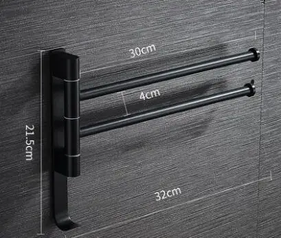 black-2rods Нержавеющая сталь Пробивной бар для полотенец вращающаяся стойка для Полотенец ванная комната настенный держатель для полотенец полированная стойка оборудование pf08231 - Цвет: black-2rods