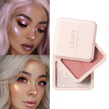 

High Gloss Shimmer Double Layer Highlighter Shadow Facial Makeup Face Bronzer High Gloss Powder