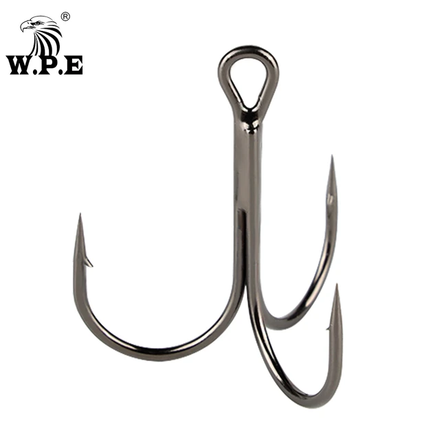 W.P.E 1pack/10-15pcs Treble Hook 4#-3/0# High-Carbon Steel Fishing