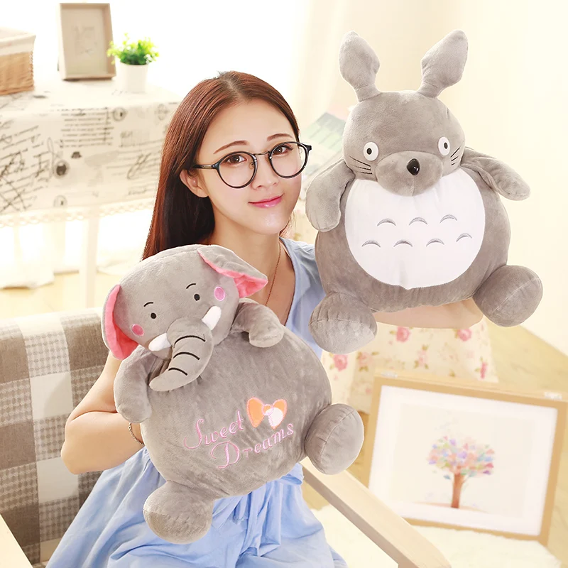 Cartoon Pikachu Warm Cover Animal Doll Hand Cover Plush Toy My Neighbor Totoro Hippo Can Intervene Pillow Girl Child Gift
