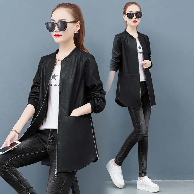 Женская одежда Свободное пальто для младшей сестры длинное на молнии с