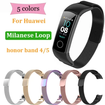 

Milanese loop wristband For Huawei Honor band 4 5 Magnetic buckle quick release Bracelet Replacement For Honor Band 4 5