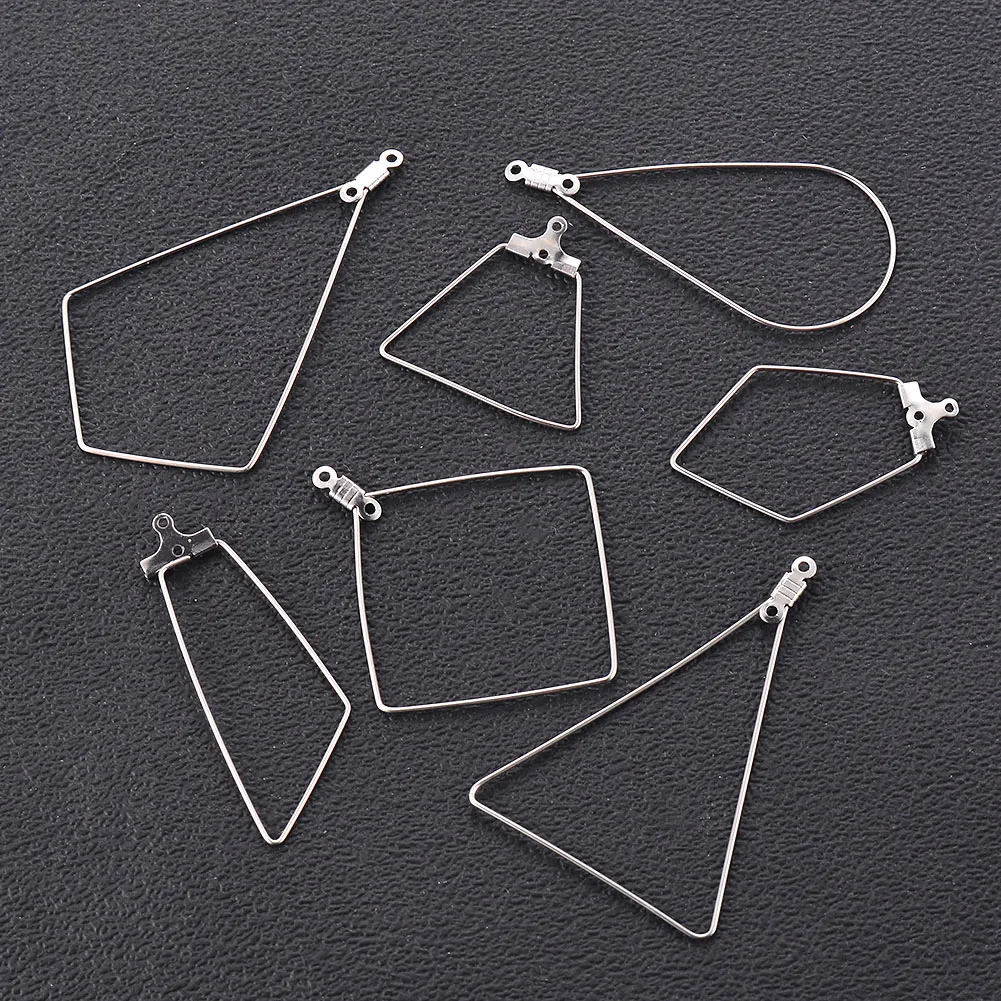 10 Stück Silber Edelstahl Ohrringe Anhänger DIY Zubehör Geometrisch geformte Schmuckherstellung handgefertigte Erkenntnisse 7 Stil – Detail 6