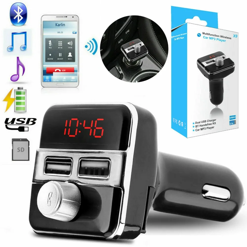 Bluetooth 4,2 беспроводной автомобильный fm-передатчик MP3 плеер 2 USB зарядное устройство комплект