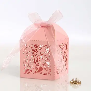 

50pcs Fancy Butterfly Hollow Laser Cutting Candy Box Wedding Favors Ferrero Gifts Box For Party Decoration Supplies Favors Bag