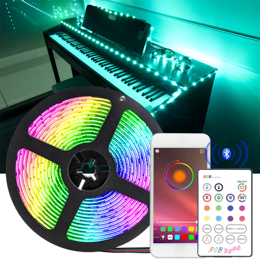 Bluetooth СВЕТОДИОДНАЯ лента SMD 5050 RGB DC5V музыкальная светодиодсветильник с
