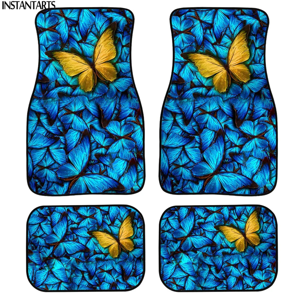 Blue Bytterfly 3D Print Fashion Floor Mats for Car Full Set Durable Protector Carpet Auto Accessories | Автомобили и мотоциклы