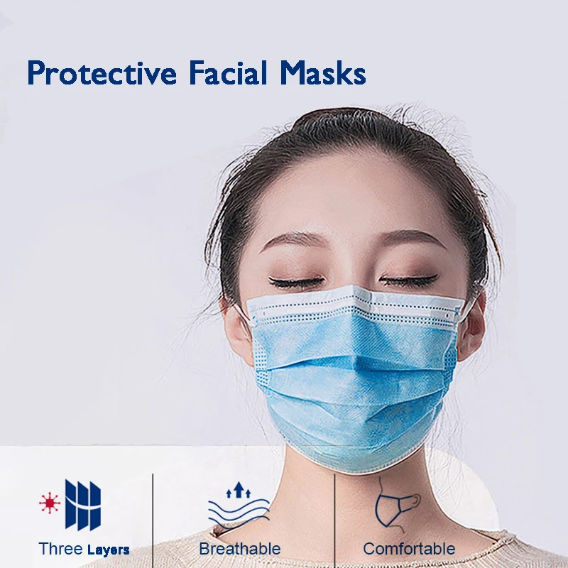 

High Quality Disposable mask 3-Layer Non-woven Disposable Protective Face Mouth Masks