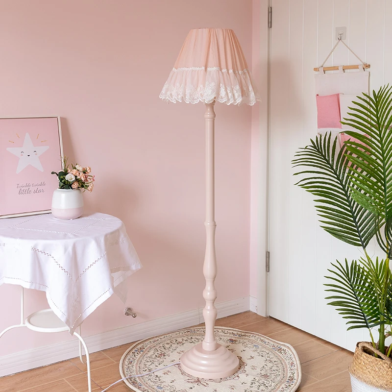 Pink Nordic Princess lace floor lamp girl children's room garden bedroom  living room vertical large table lamp|Floor Lamps| - AliExpress